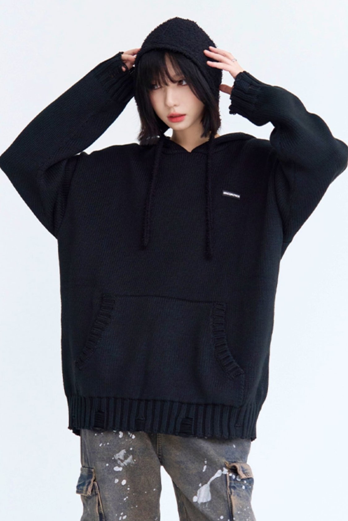 Kangaroo Pocket Lip De Hoodie Sweater