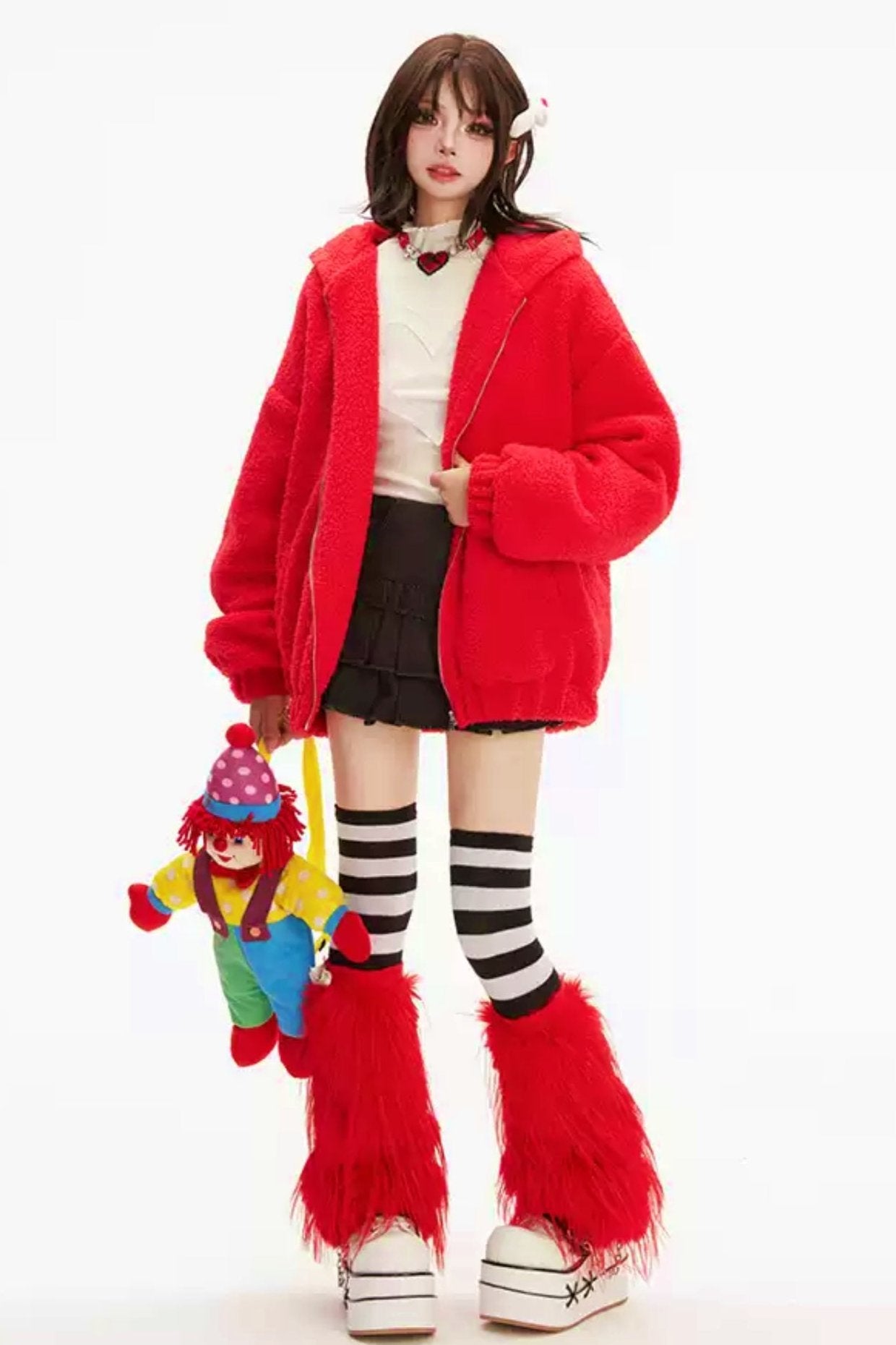 Red Lam Wool Furry Furry Dead Jacket