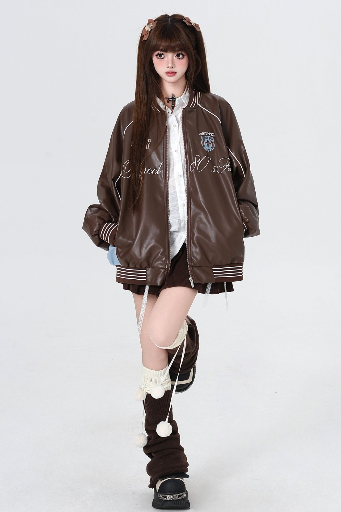 Retro Loose Leather Baseball Jackets