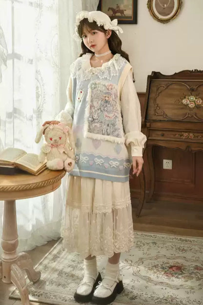 French Coat Embroidered Lace Pendulum Dress Set-Up