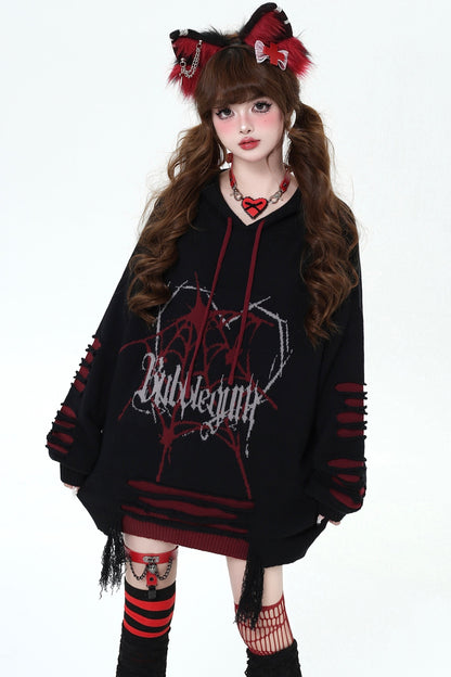 Dark Subculture Ripped Hooded Sweater