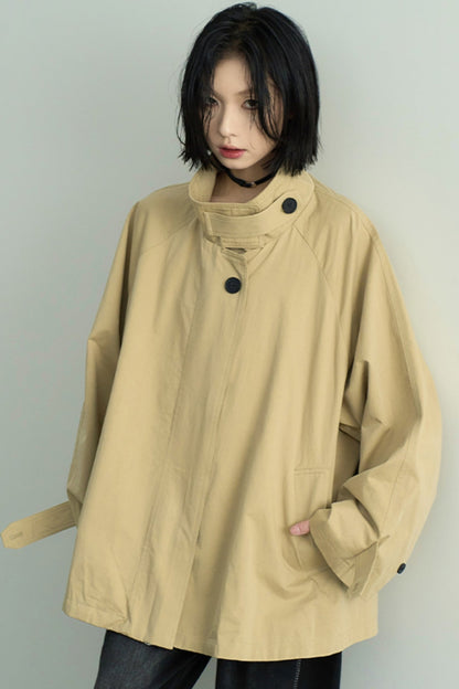 Loose Stand Collar Trench Coat