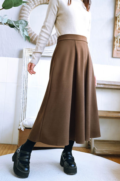 High Waist Tweed A-line Skirt