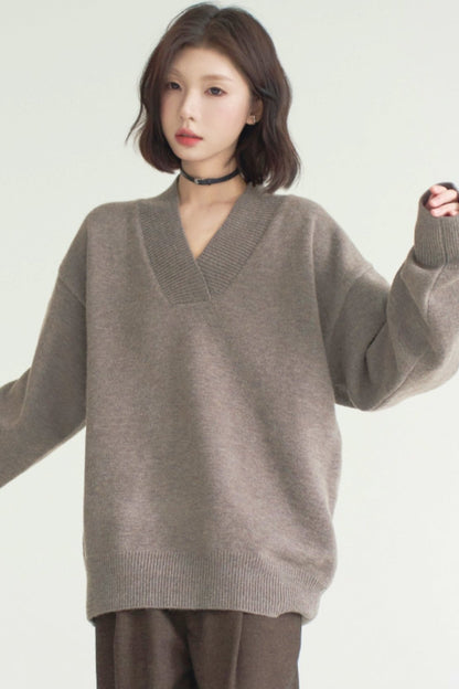 Solid Color Buy neck knit sweater