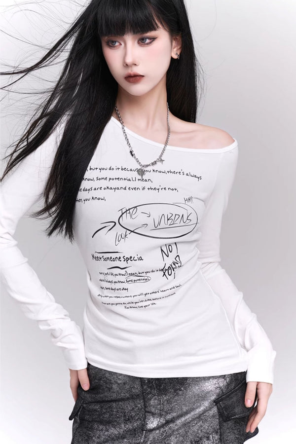 Chic One-Shoulder Long Sleeve Tops