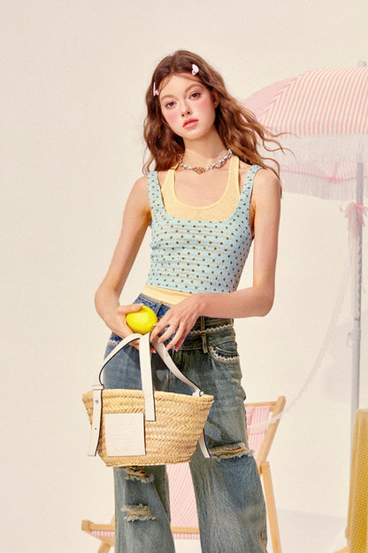 Chic Polkadot Suspender Top