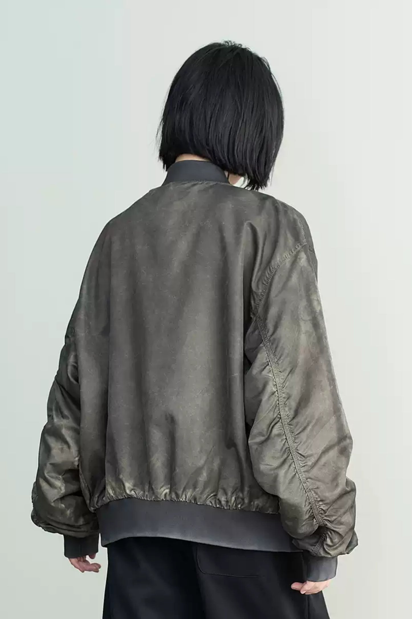 Loose Distress Bomber Jacket