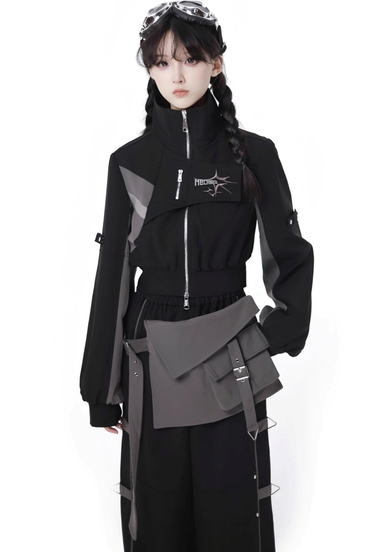 Black Cargo Anti Wrinkle Jacket Set