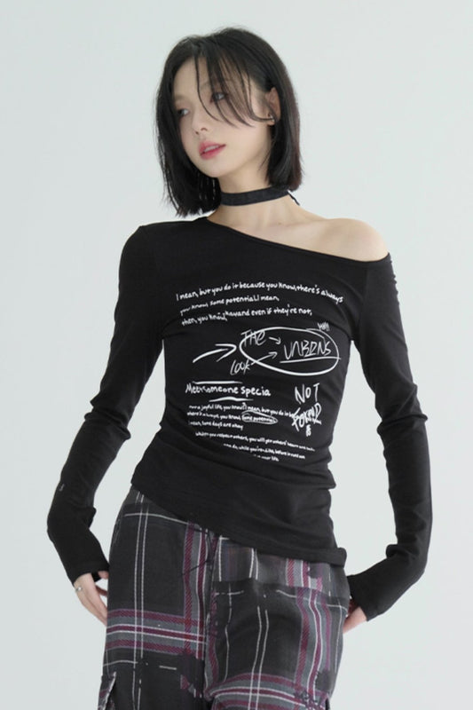 Slim Fit Printed Cropped Long Sleeve Tops