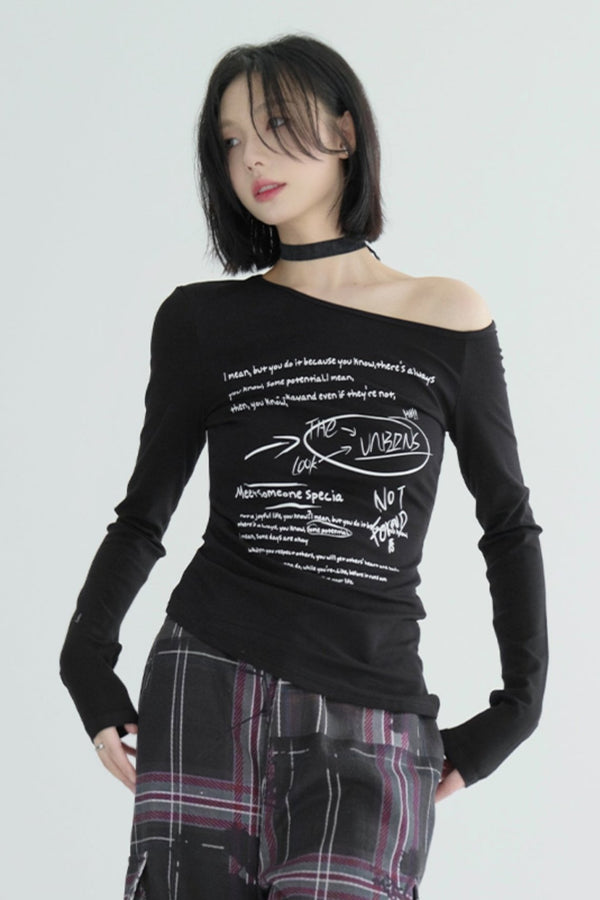 Slim Fit Printed Cropped Long Sleeve Tops