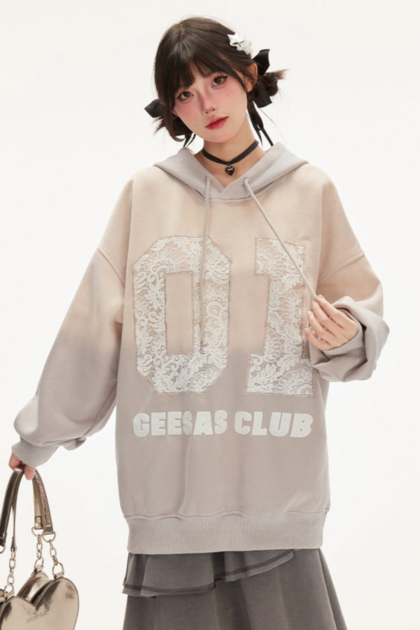 Retro Gradient Oversized Hoodie Sweatshirt