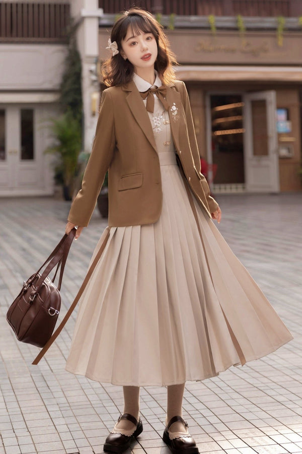 モディファイドハンフーカレッジブレザー+シャツ+サスペンダードレス