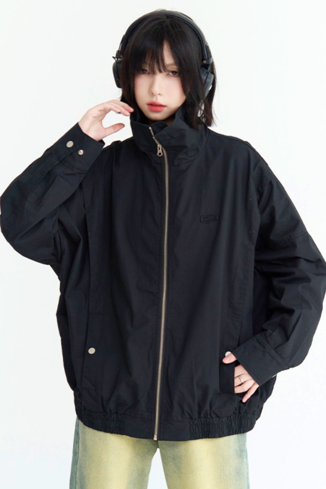 Stand color silhouette jacket