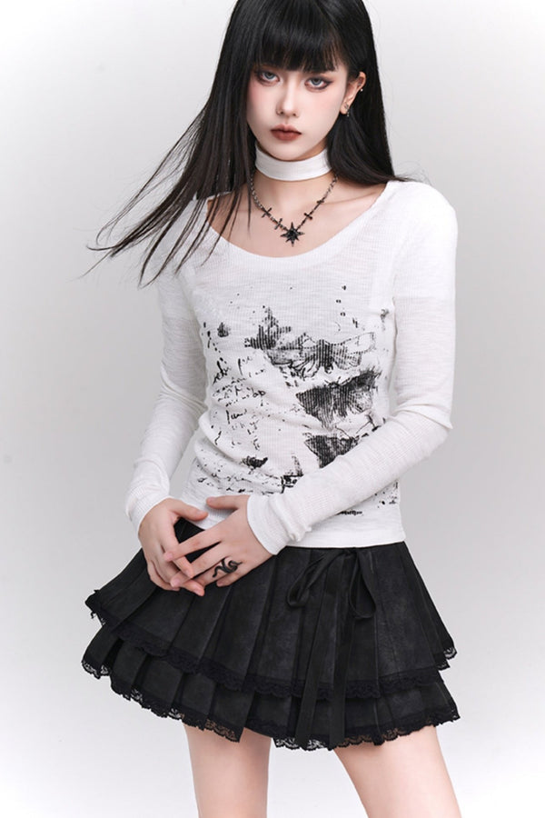 Open-Neck Mode Long Sleeve Spring Tops