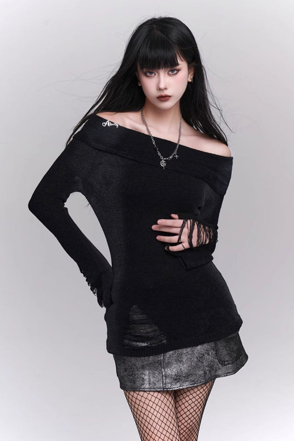 Sweet Red One-Shoulder Knit Top