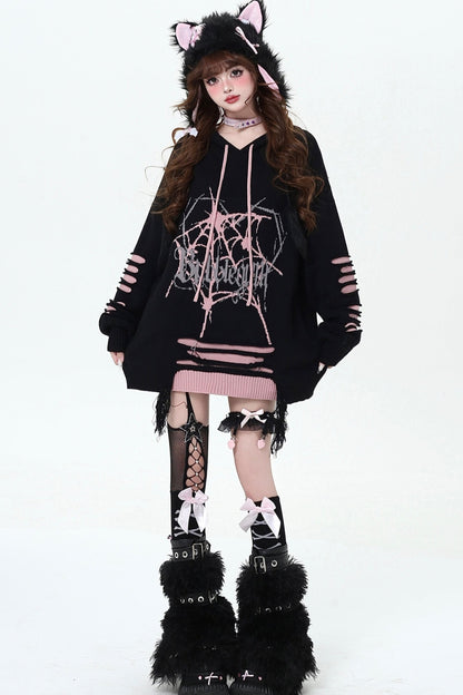 Dark Subculture Ripped Hooded Sweater