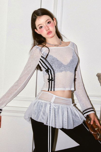 Sheer Hempnit Ballet Crop Top