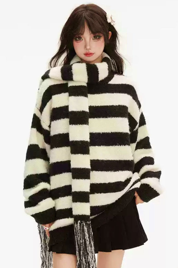 Ulrコンストラストストレイプルズセーターストレイト 