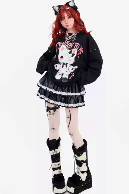 Cat Doll subculture Y2K middle length sweatshirts