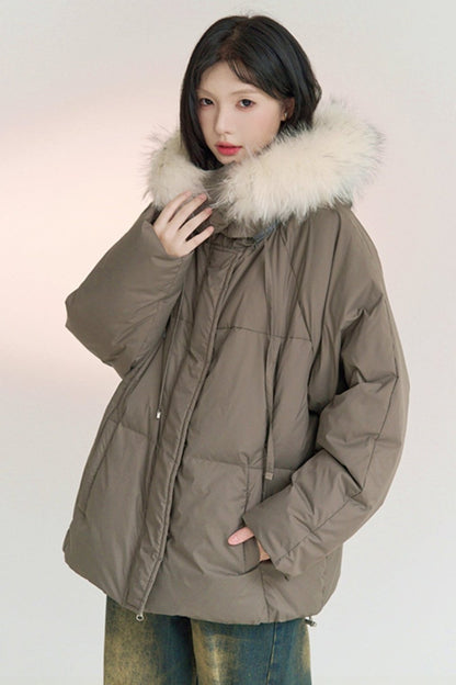 Real face color down jacket