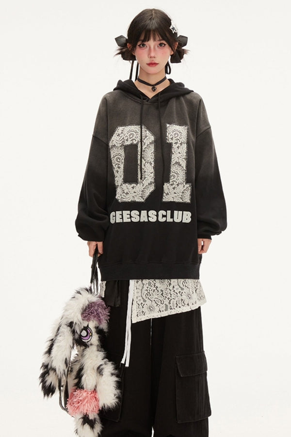 Retro Gradient Oversized Hoodie Sweatshirt