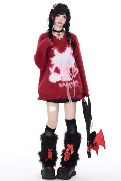 Plush Cat Soft Loose Knit Pullover Sweater