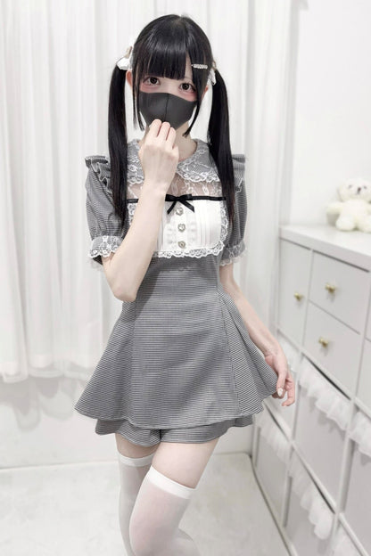 [Reservation product] Lace Stitching Doll Collar Dress