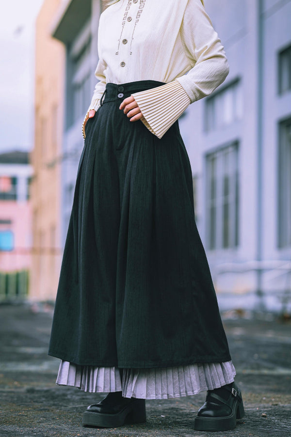 【予約商品】チャイニーズブラックワイドレッグパンツ