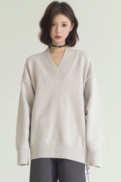 Solid Color Buy neck knit sweater