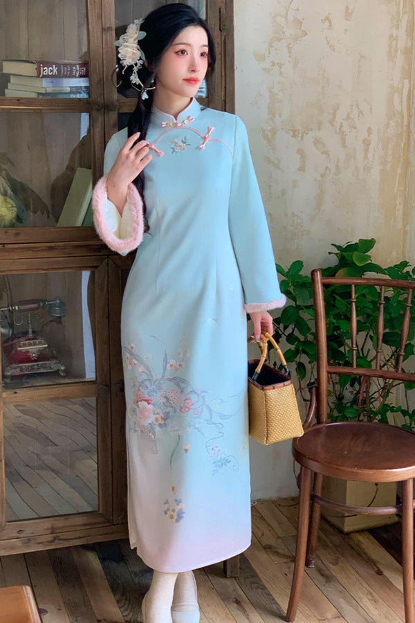 Plush Round Neck Chinese-Style Set