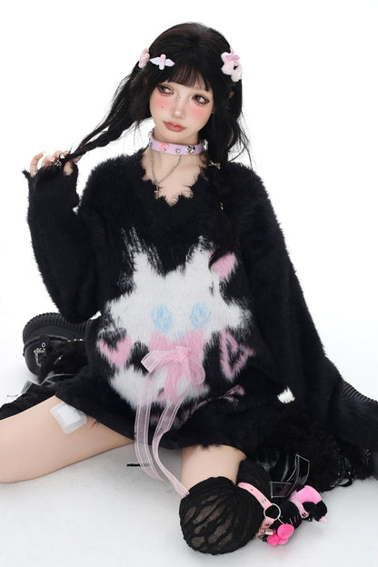 Plush Cat Soft Loose Knit Pullover Sweater