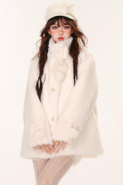 Sweet girly wool turtleneck coat