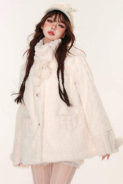 Sweet girly wool turtleneck coat