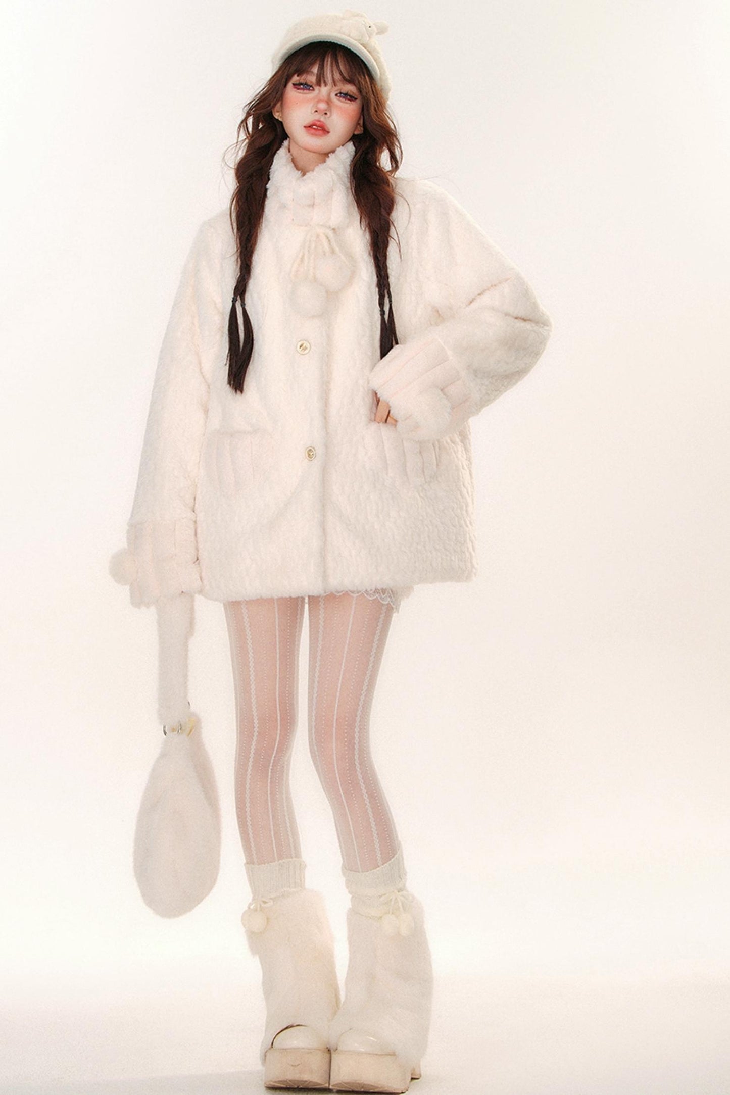 Sweet girly wool turtleneck coat