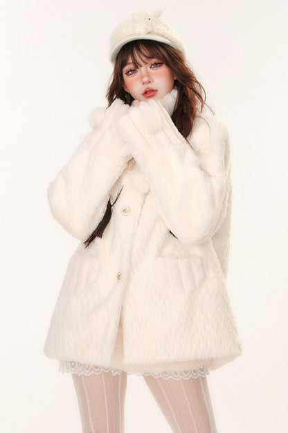 Sweet girly wool turtleneck coat