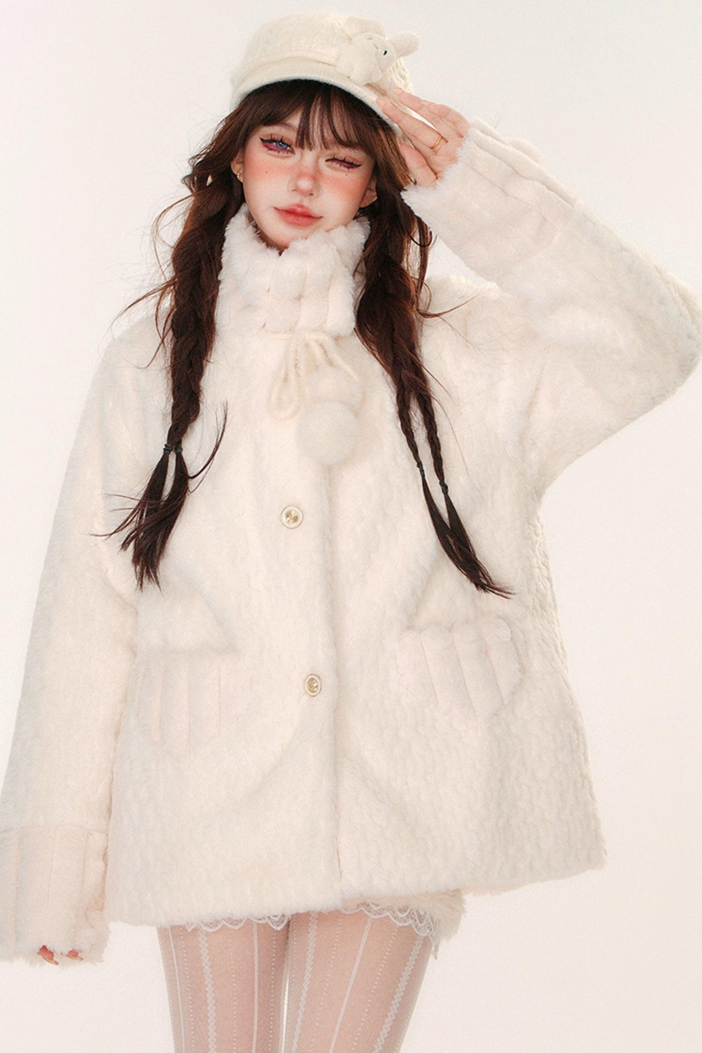 Sweet girly wool turtleneck coat