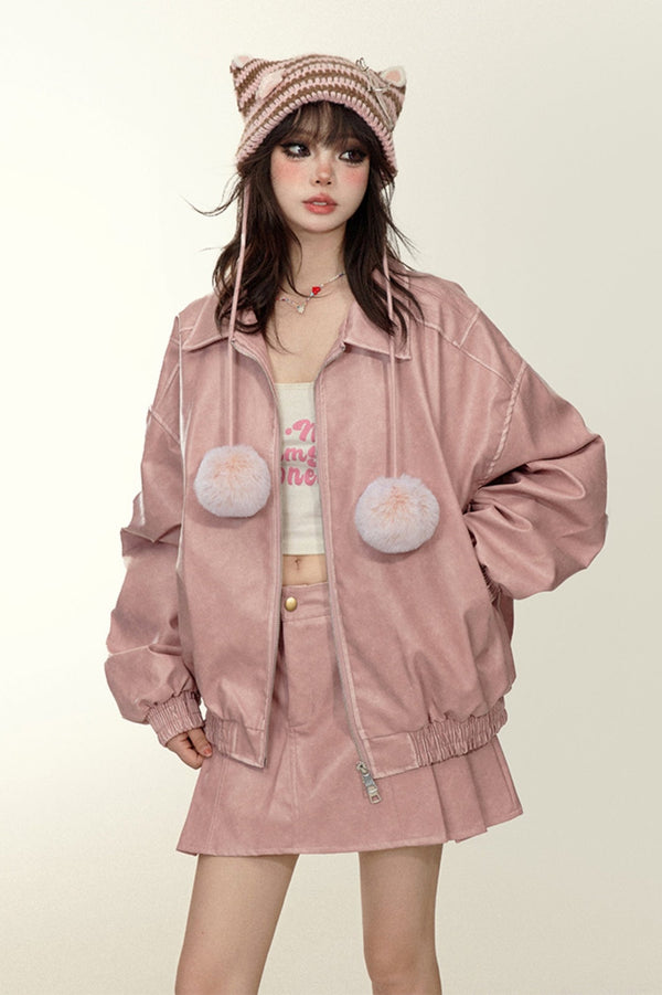 Leather Biker Jacket Set