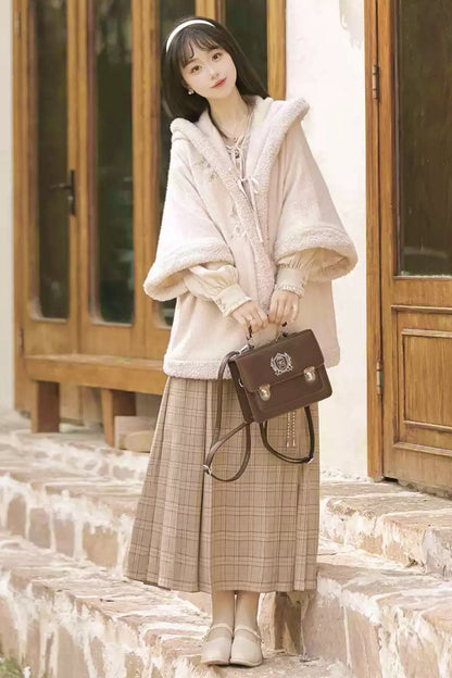 White tea hamfoo style jacket + shirt + skirt