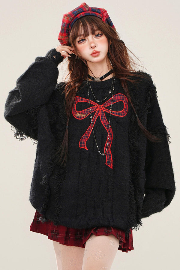 オータムレッドチェックエンブロイダリートップ