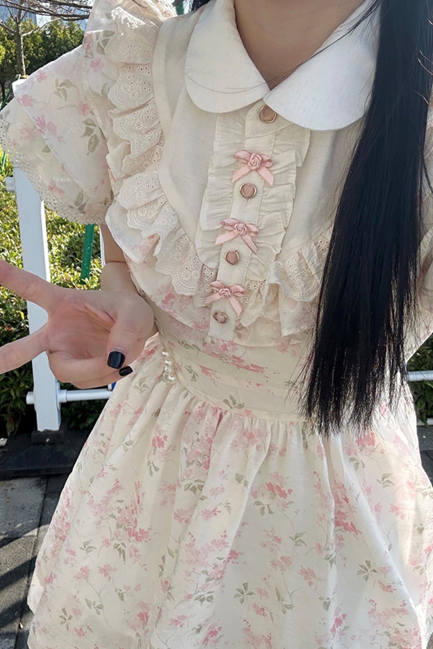 Crushed Pink Floral Doll Collar Dress