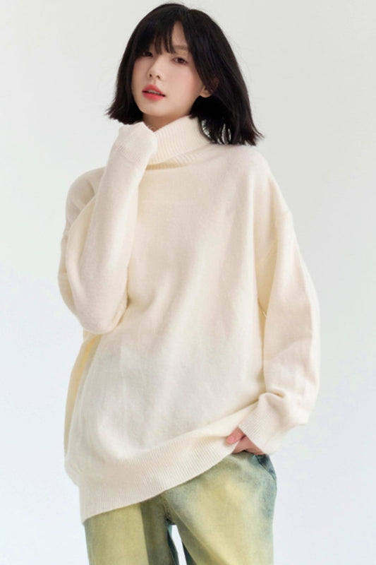 High neck loose knit sweater