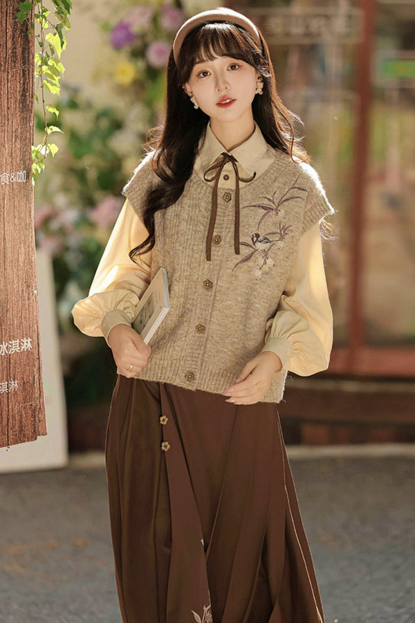 カレッジスタイルハンフースカートセット