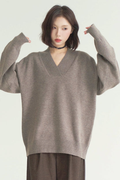 Solid Color Buy neck knit sweater