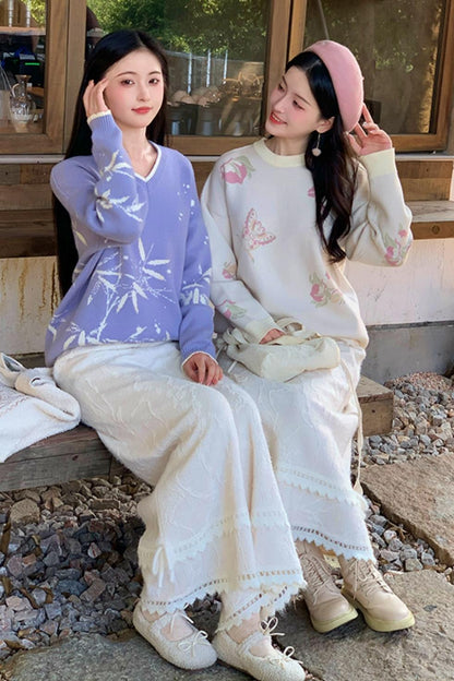 Falling Flowers National Style Sweater