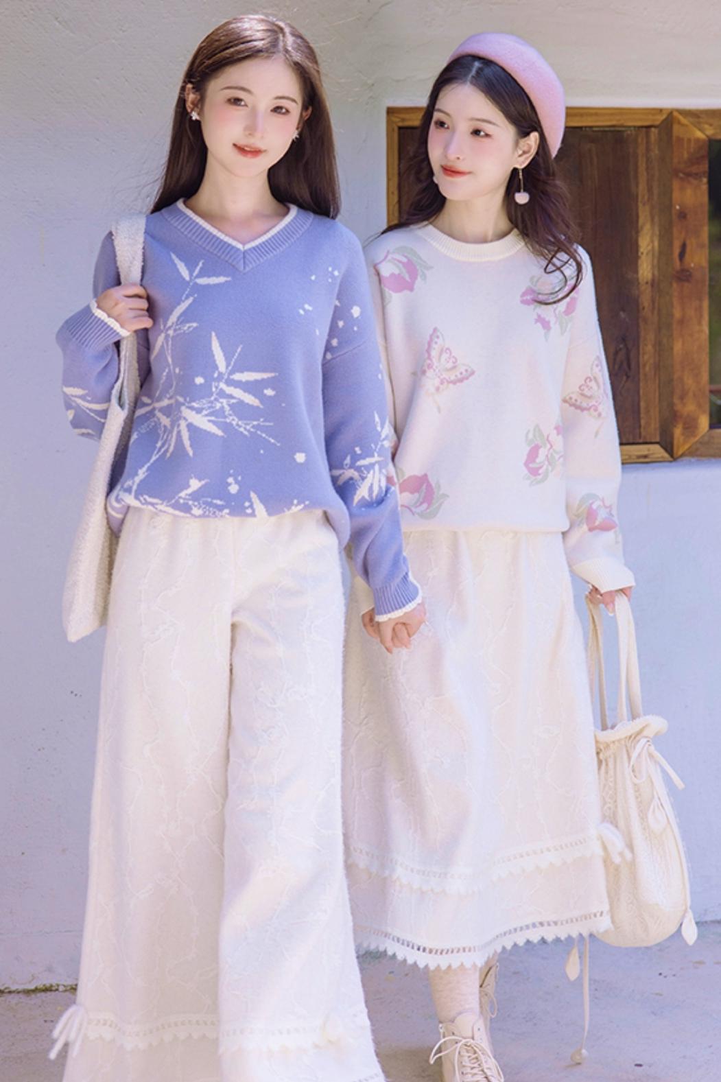 Falling Flowers National Style Sweater