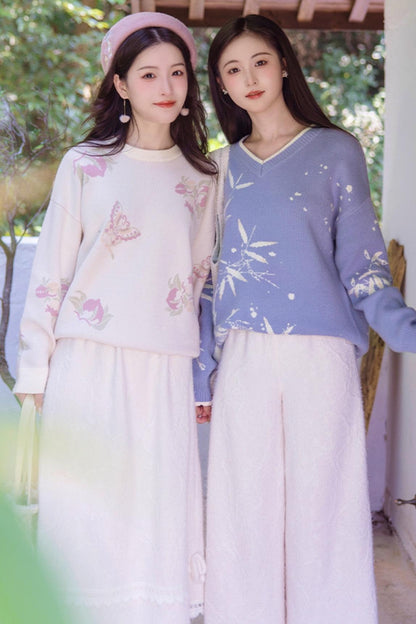Falling Flowers National Style Sweater