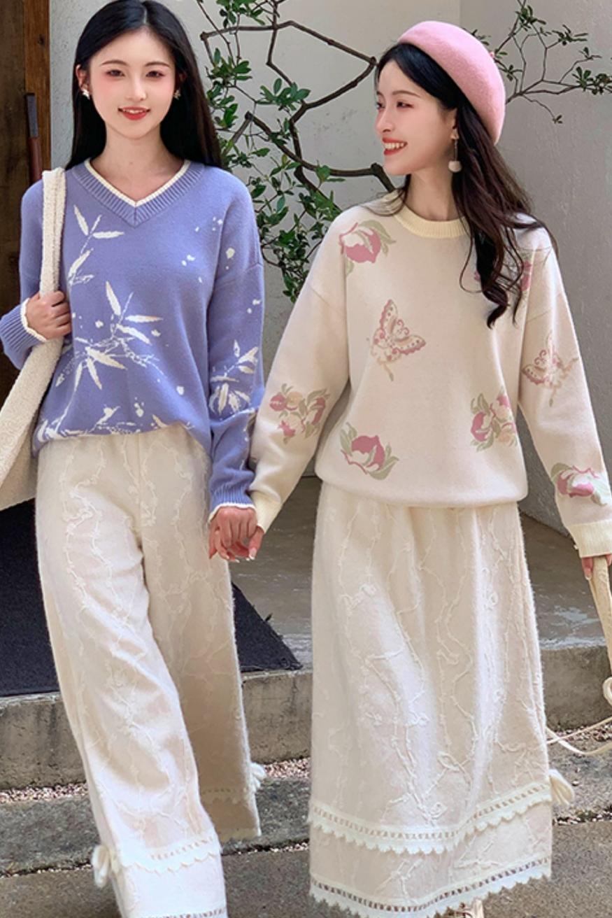 Falling Flowers National Style Sweater