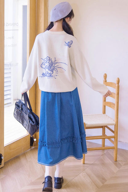 Falling Flowers National Style Sweater