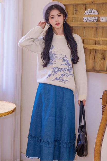 Falling Flowers National Style Sweater