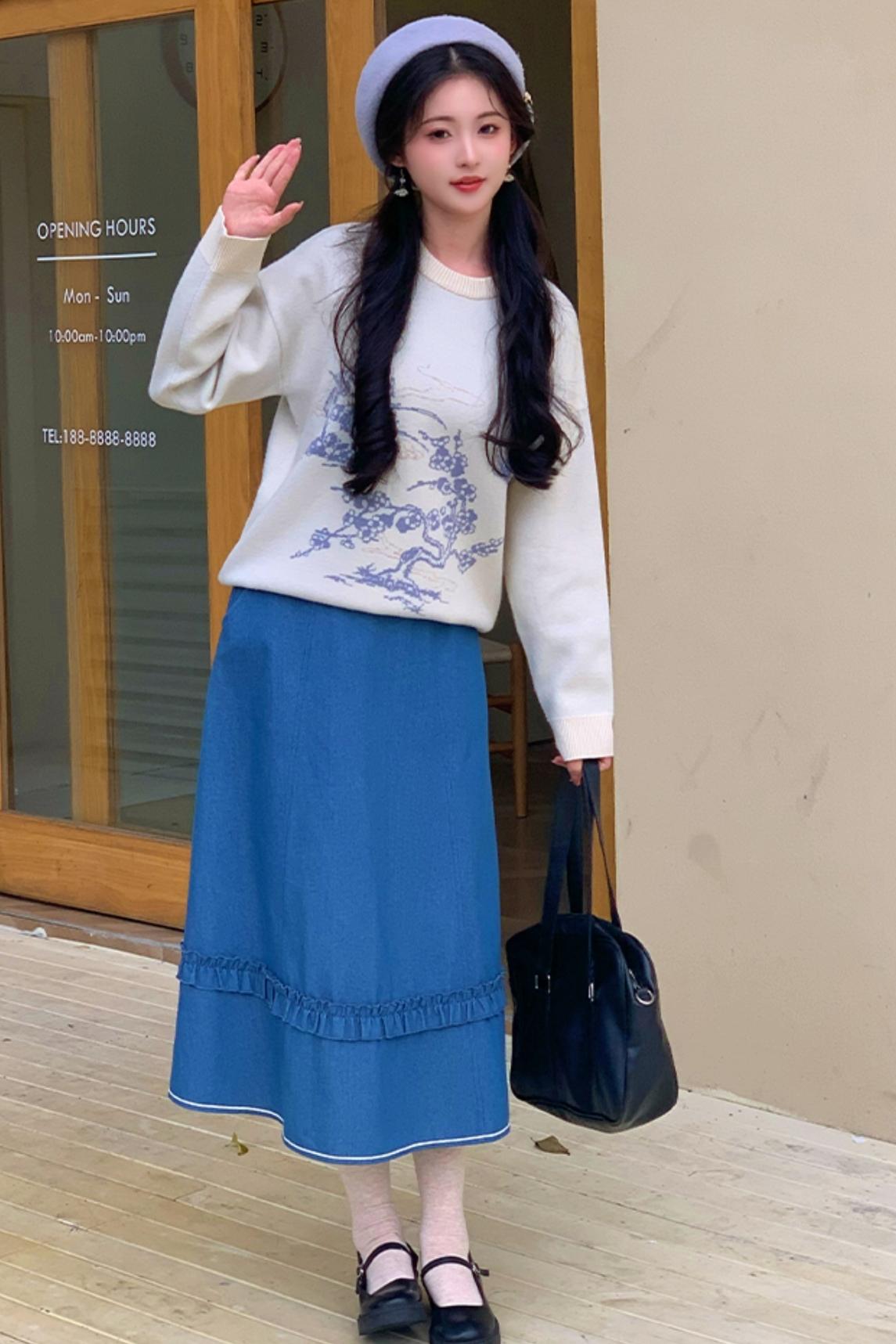 Falling Flowers National Style Sweater